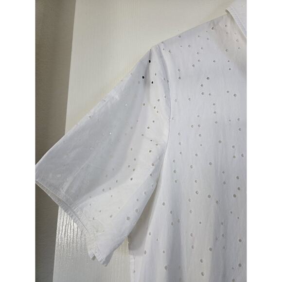 COS Flowy Cotton White Eyelet Beachy Vacation Tiered Midi Dress, Women's 10 - Picture 6 of 16